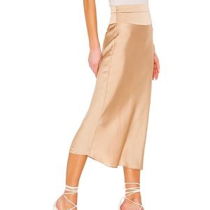 Free People Gold Normani bias midi skirt size 4